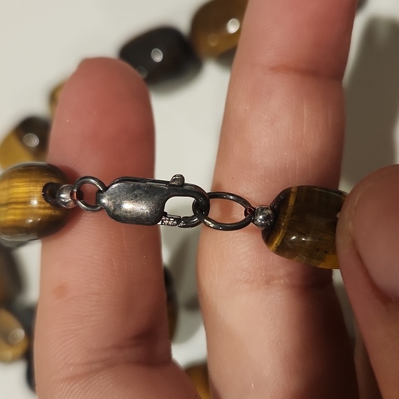 Elegant‎ Black and Brown Beaded Necklace Tiger Eye - Picture 4 of 5